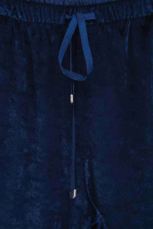 Bayan Lacivert Kadife Bol Pantolon - BSL