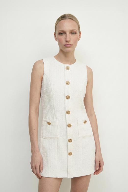 Düğme Detaylı Mini Elbise