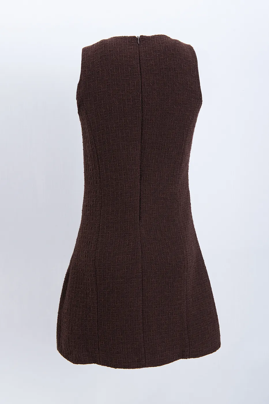 Bayan Kahverengi Düğme Detaylı Mini Elbise