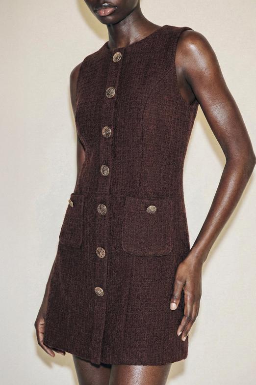 Düğme Detaylı Mini Elbise