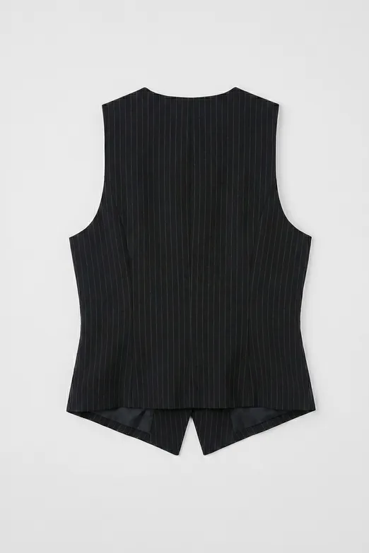 Bayan Siyah Fit Düğme Detaylı Yelek - BSL