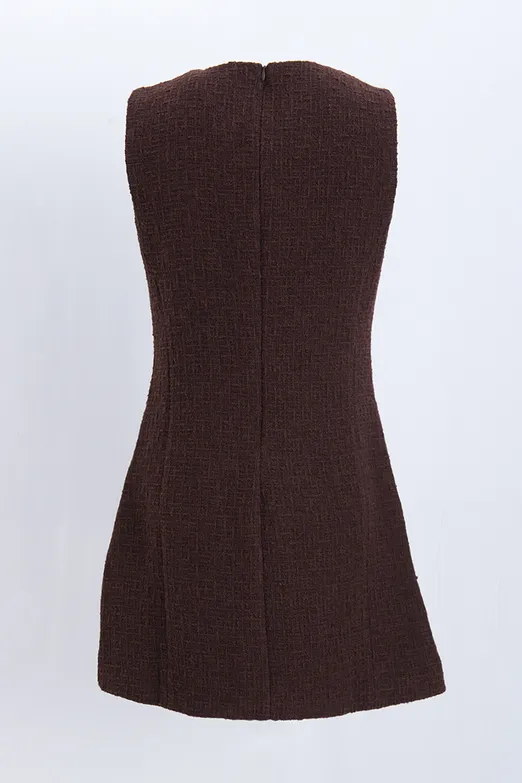 Bayan Kahverengi Cep Detaylı Mini Elbise - BSL