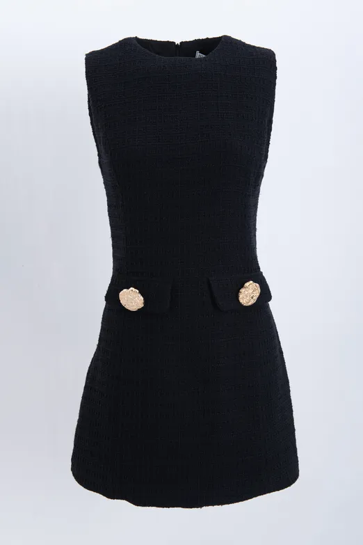 Bayan Siyah Cep Detaylı Mini Elbise - BSL