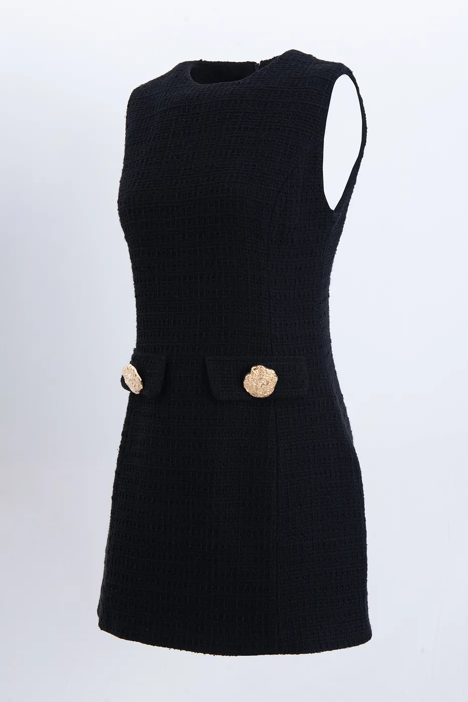 Bayan Siyah Cep Detaylı Mini Elbise