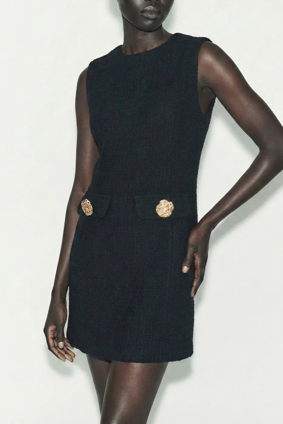 Bayan Siyah Cep Detaylı Mini Elbise