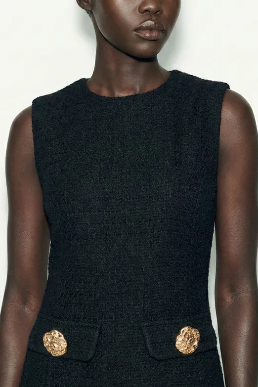 Bayan Siyah Cep Detaylı Mini Elbise - BSL