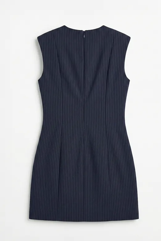 Bayan Lacivert Vatkalı Kısa Elbise - BSL