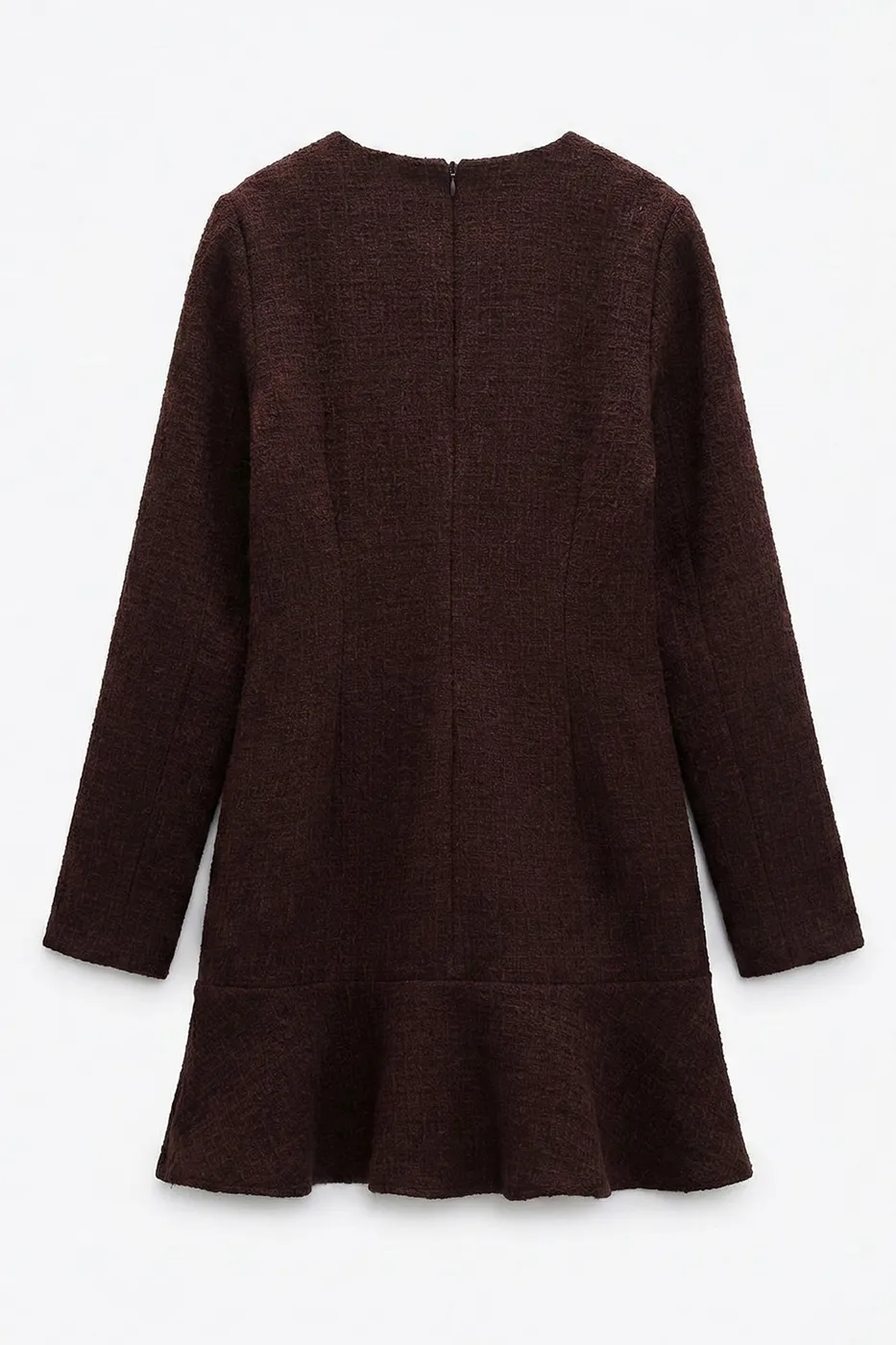 Bayan Kahverengi Düğmeli Tüvit Mini Elbise