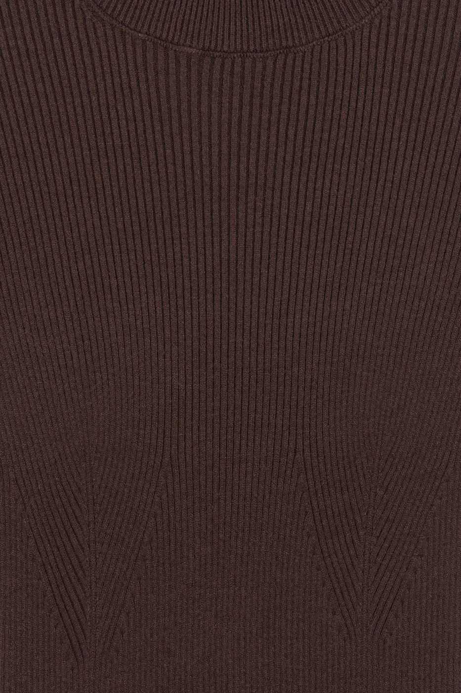 Bayan Kahverengi Dik Yakalı Triko Uzun Kalem Elbise