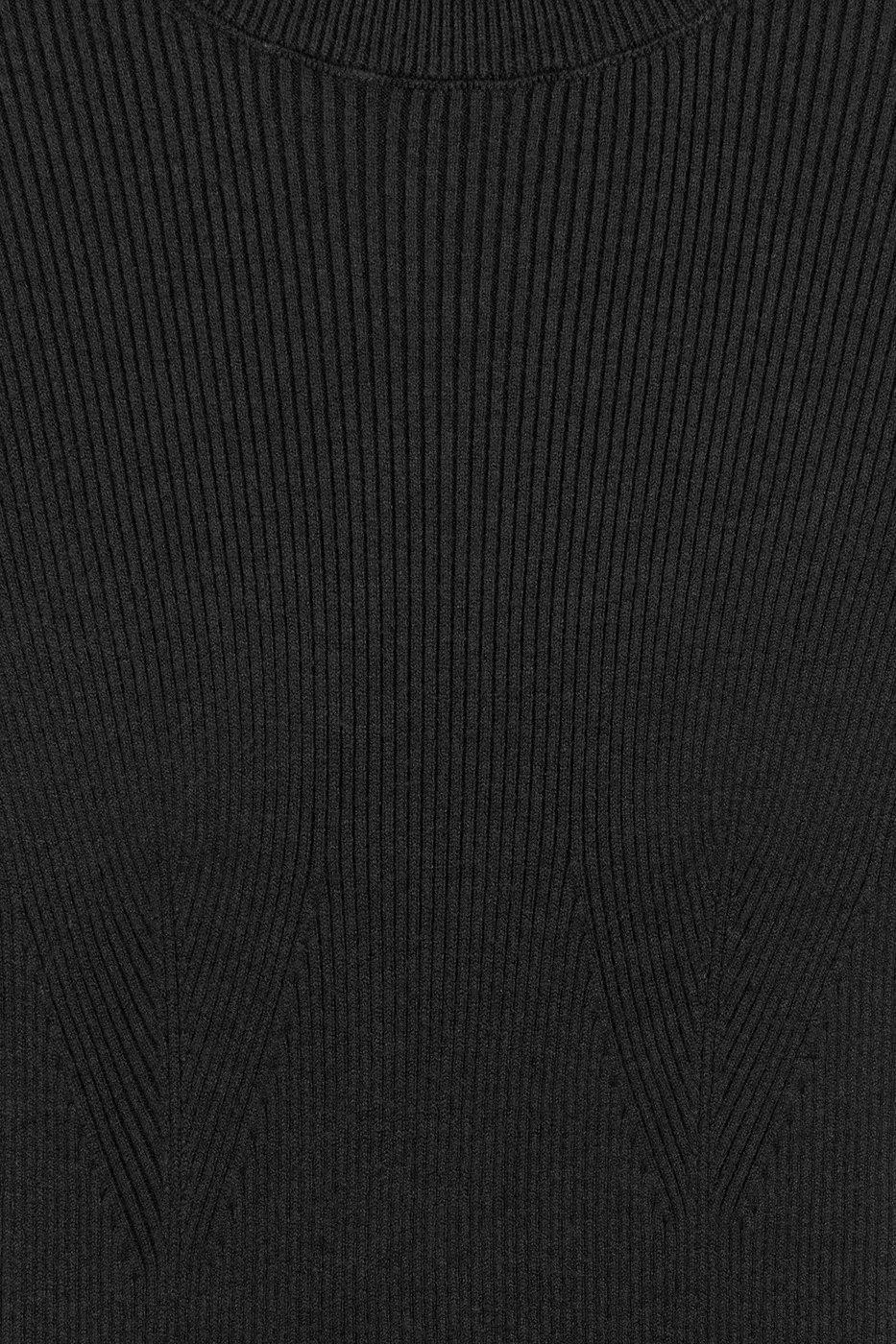 Bayan Siyah Dik Yakalı Triko Uzun Kalem Elbise