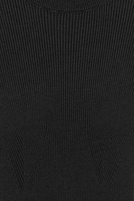 Bayan Siyah Dik Yakalı Triko Uzun Kalem Elbise - BSL