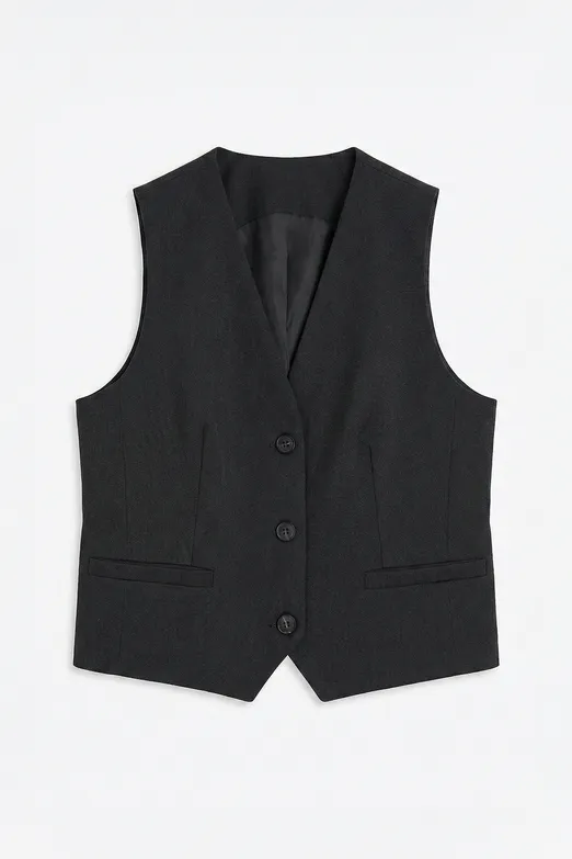 Bayan Antrasit Vücuda Oturan Fit Yelek - BSL