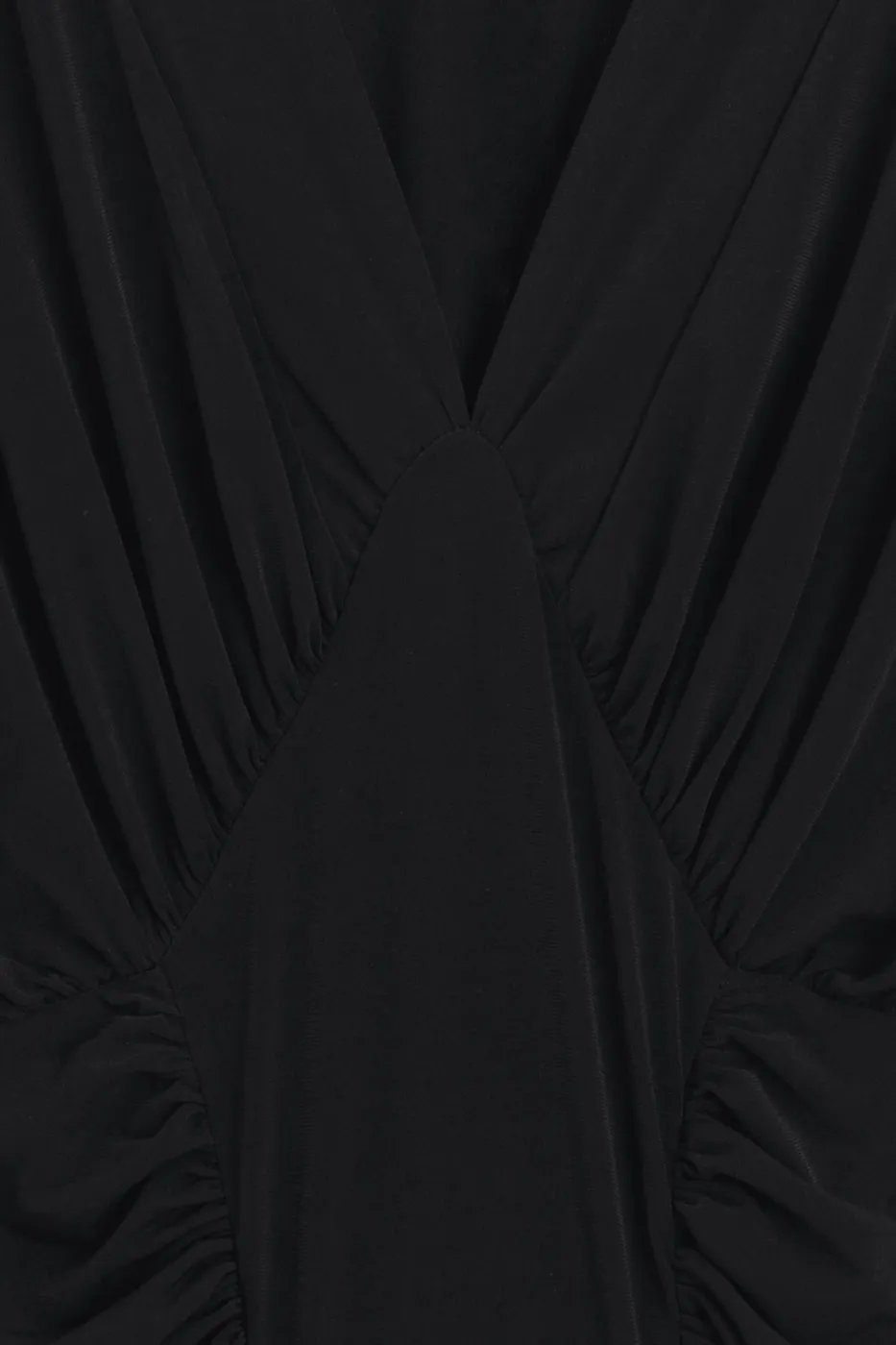 Bayan Siyah Yarasa Kollu Drapeli Maksi Elbise