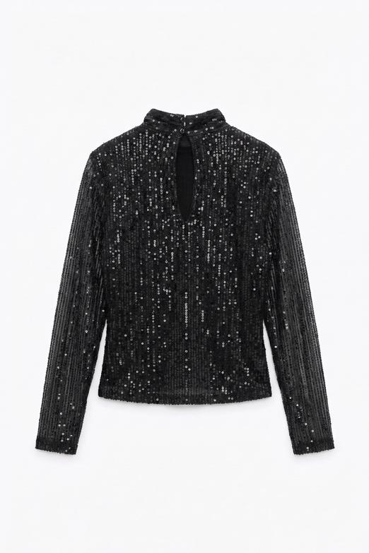 Dik Yakalı Pulpayet Bluz