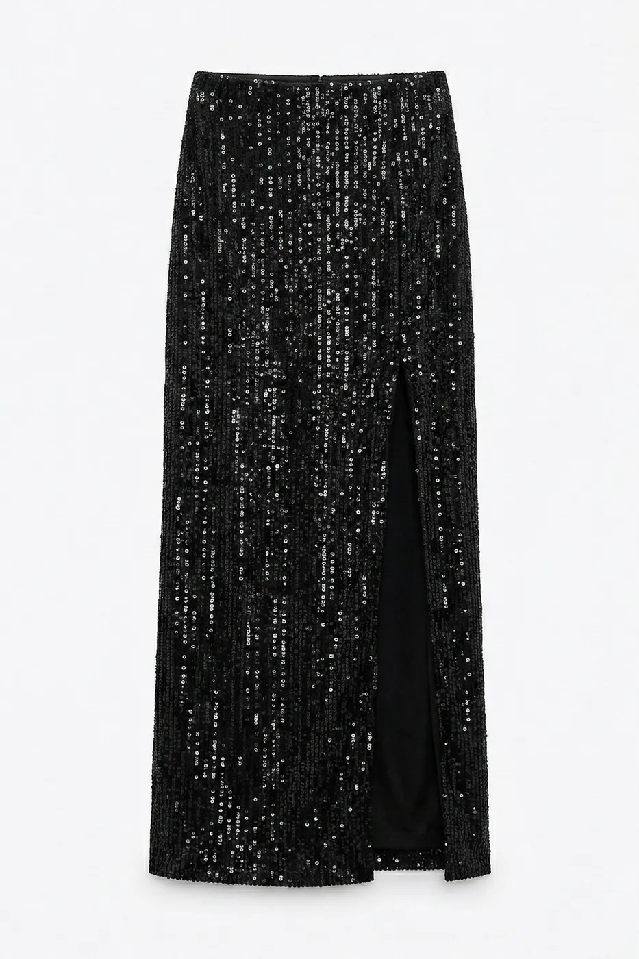 Bayan Siyah Pulpayet Licralı Midi Etek