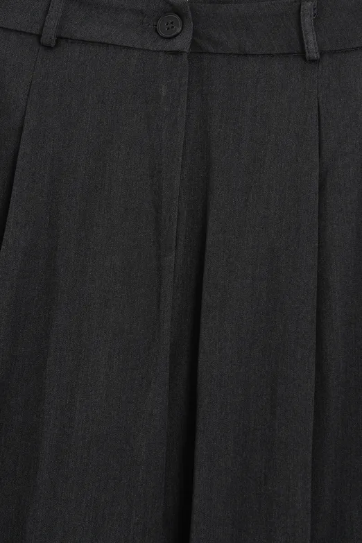 Bayan Antrasit Pileli Klasik Pantolon - BSL