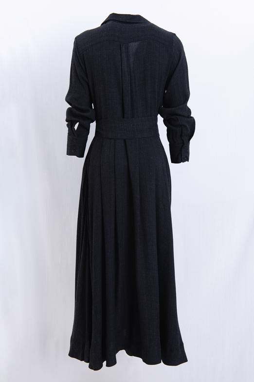 Yün Karışımlı Gömlek Yakalı Midi Elbise