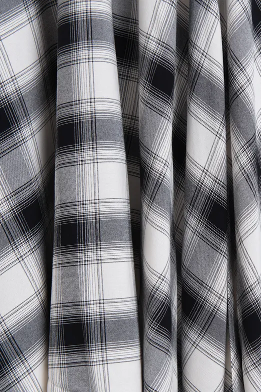 Bayan Ekru Ekoseli Midi Kloş Etek - BSL