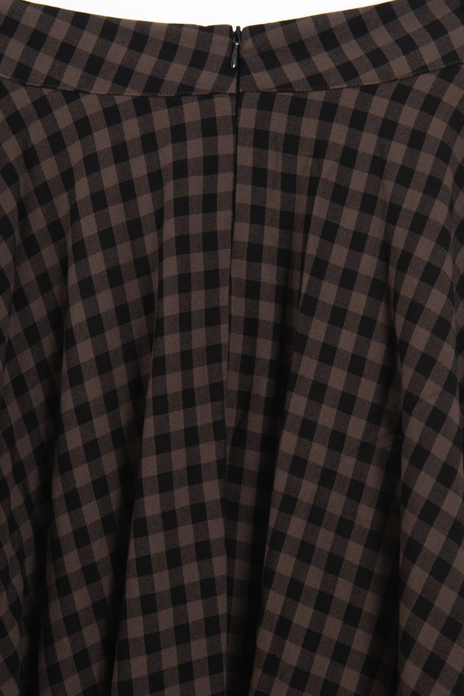 Bayan Kahverengi Ekoseli Midi Kloş Etek