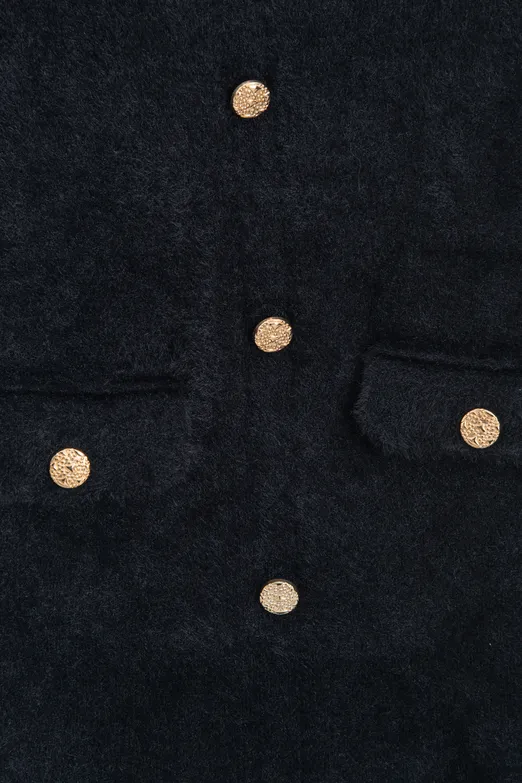 Bayan Siyah Triko Carmel Yaka Mini Elbise - BSL