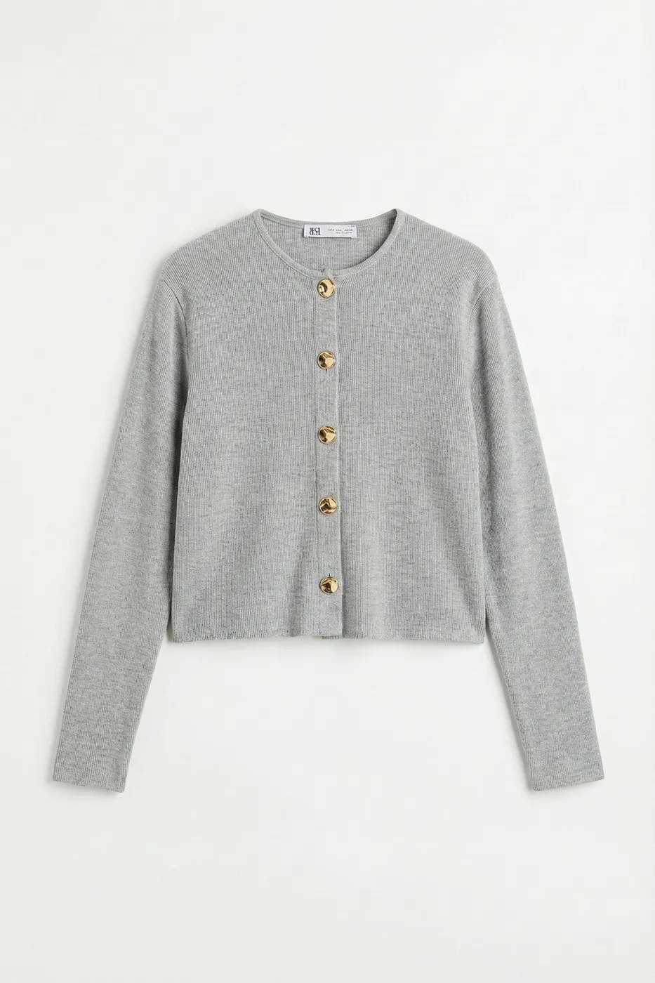 Bayan Gri Düğme Detaylı  Hırka