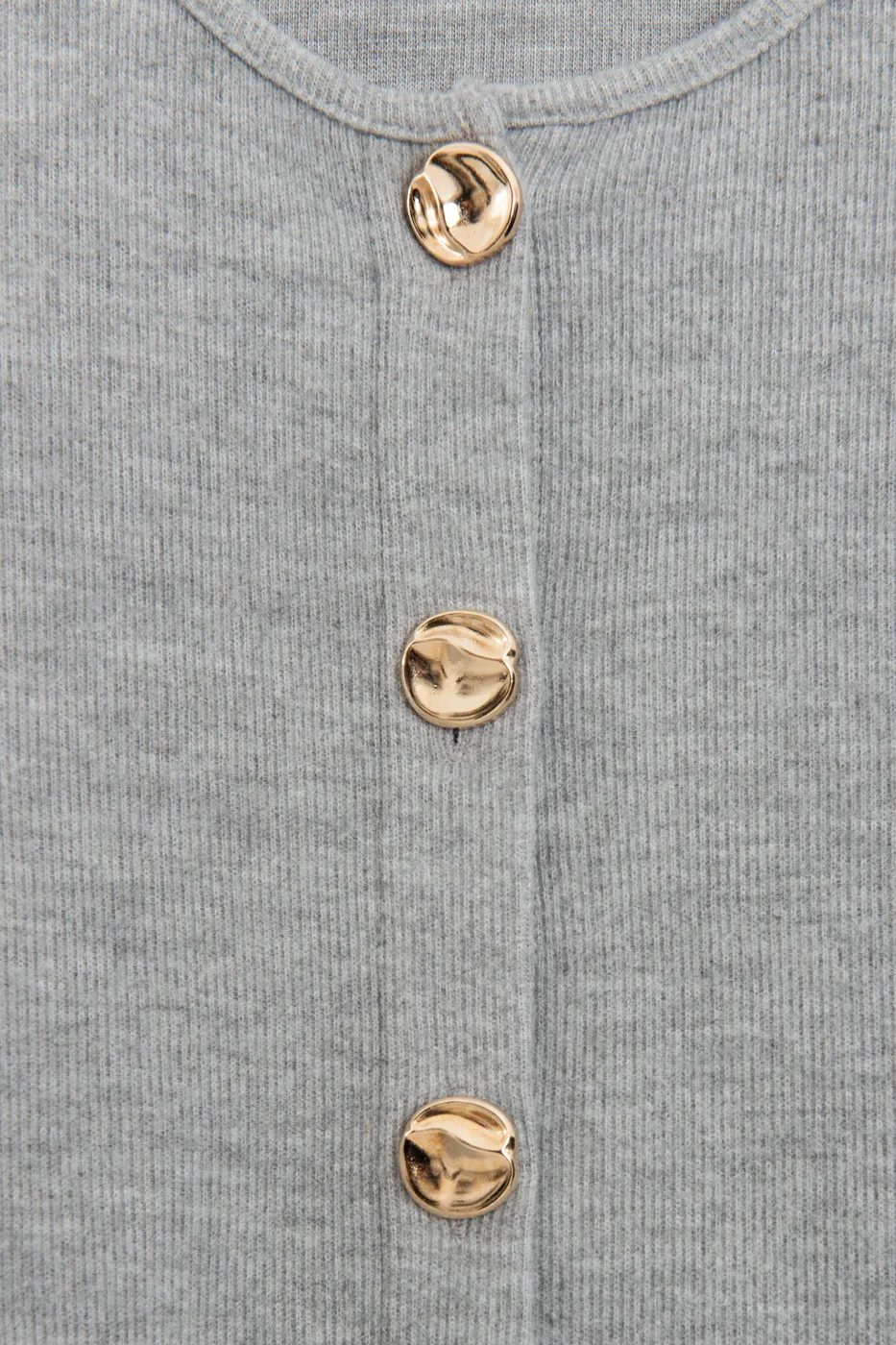 Bayan Gri Düğme Detaylı  Hırka