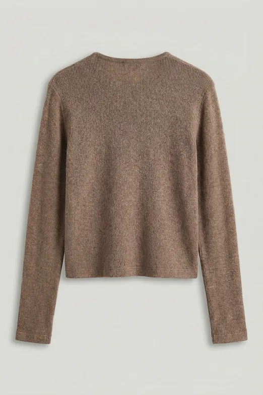 Bayan Kahverengi Düğme Detaylı  Hırka - BSL