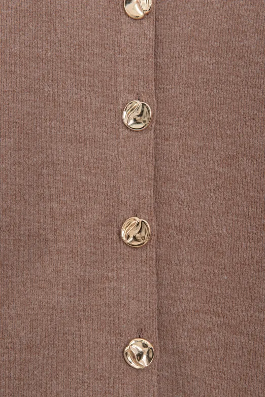 Bayan Kahverengi Düğme Detaylı  Hırka - BSL