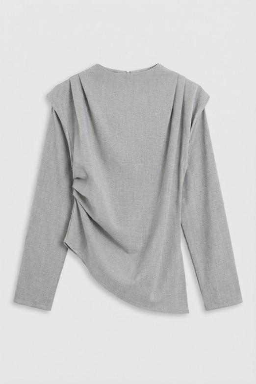 Asimetrik Drapeli Bluz