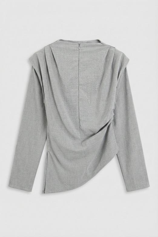 Asimetrik Drapeli Bluz