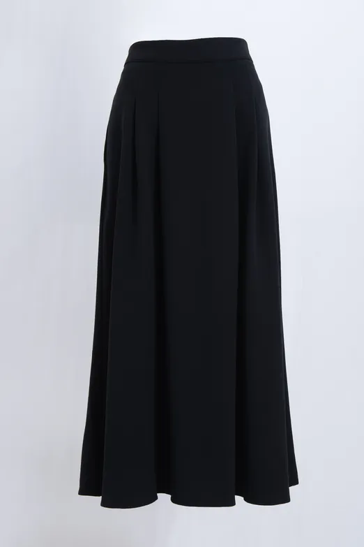 Bayan Siyah Pileli Midi Etek - BSL