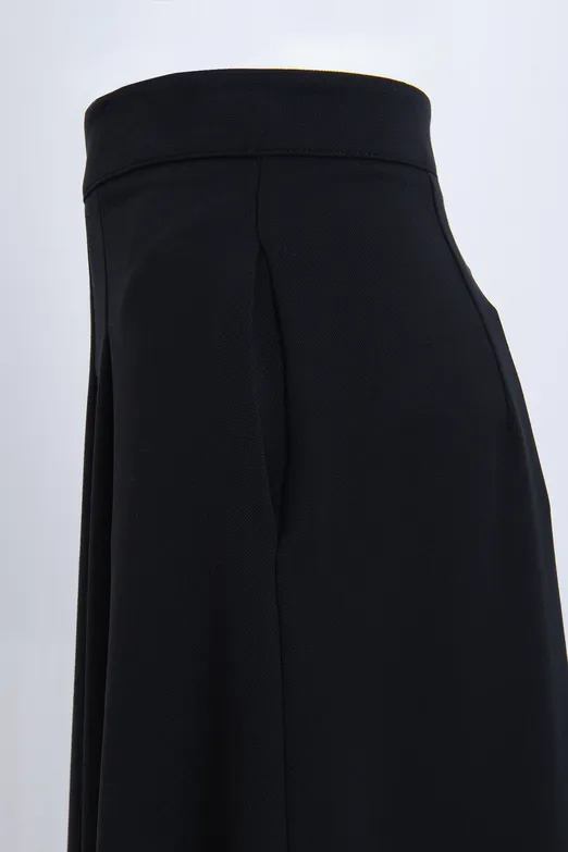 Bayan Siyah Pileli Midi Etek - BSL