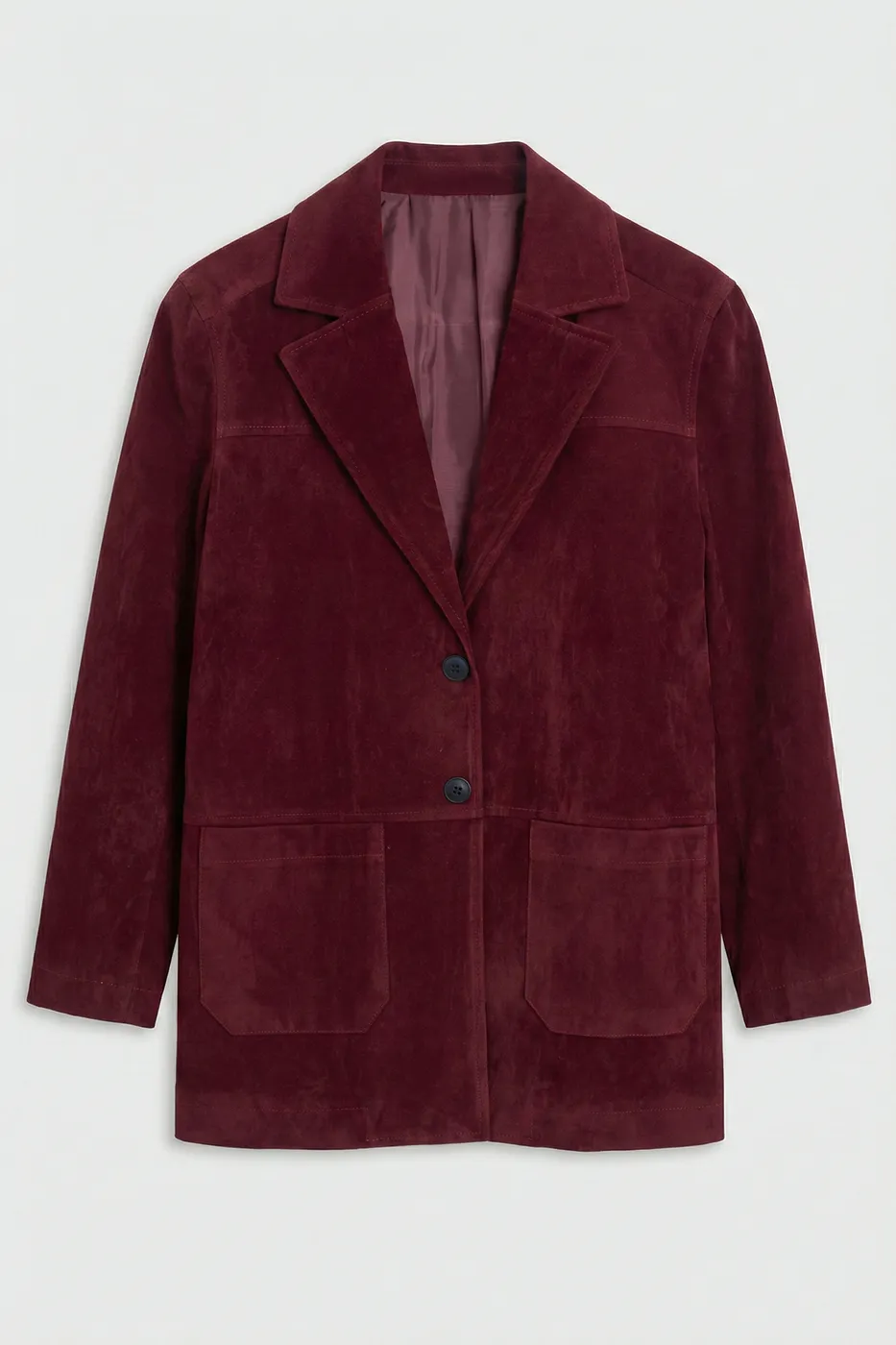 Bayan Bordo Cep Detaylı Ceket
