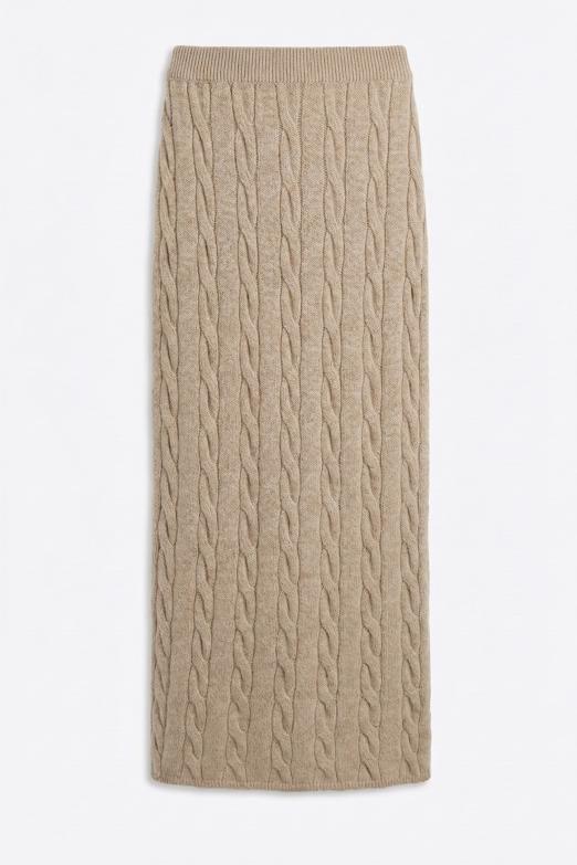 Bayan  Saçörgü Triko Midi Dar Etek