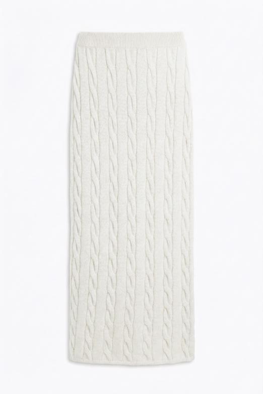 Bayan  Saçörgü Triko Midi Dar Etek