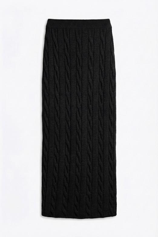 Bayan  Saçörgü Triko Midi Dar Etek