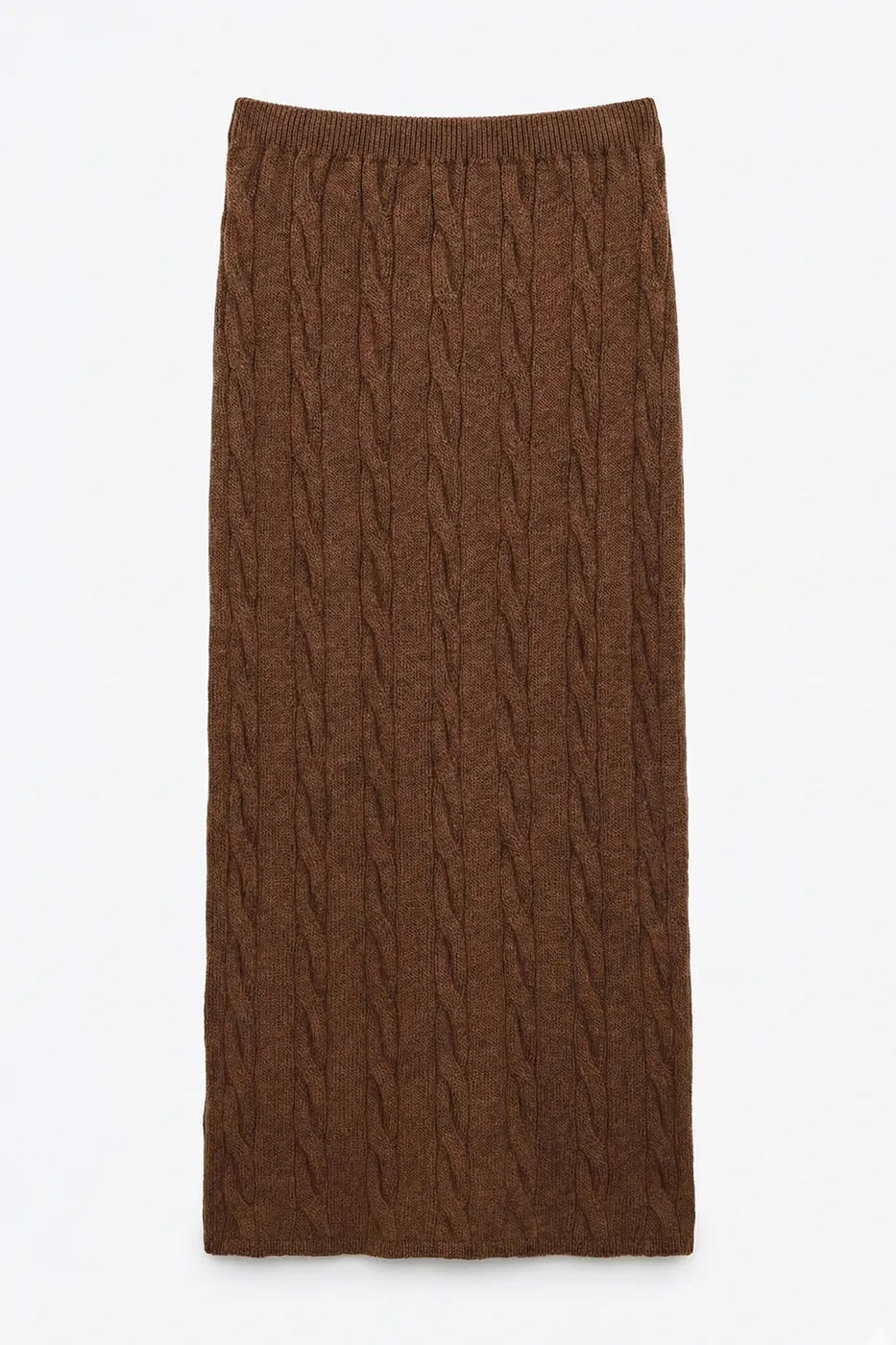 Bayan Tarçın Saçörgü Triko Midi Dar Etek