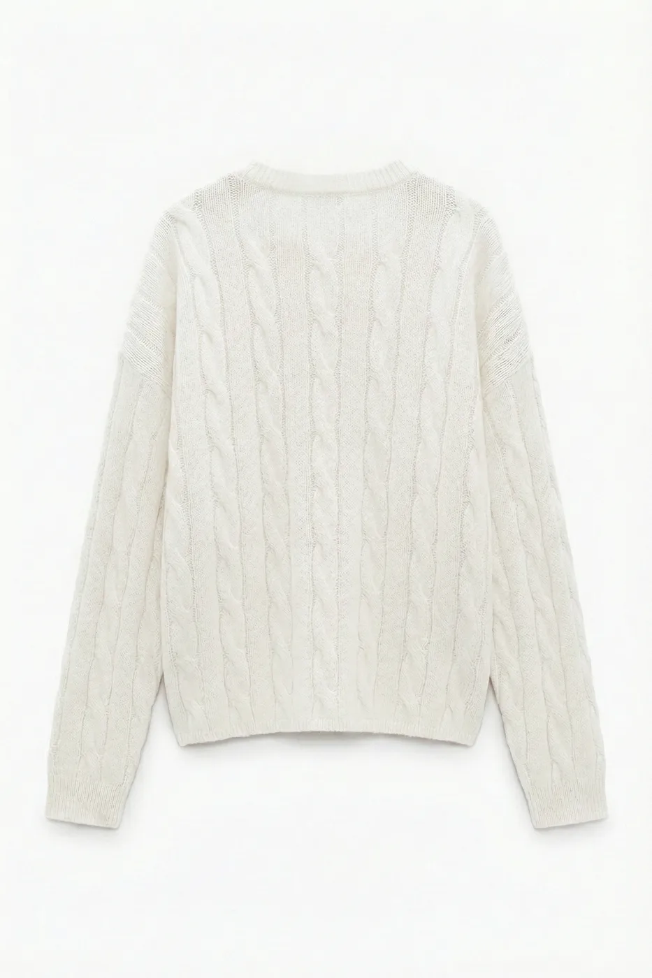 Bayan Ekru Saçörgü Triko Oversize Kazak