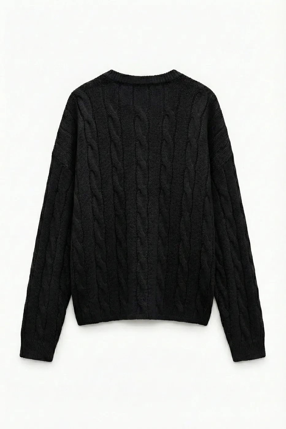 Bayan Siyah Saçörgü Triko Oversize Kazak