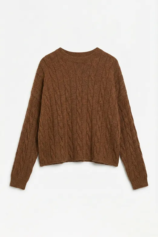 Bayan Tarçın Saçörgü Triko Oversize Kazak - BSL