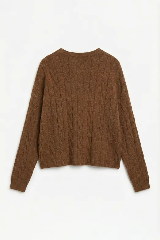 Bayan Tarçın Saçörgü Triko Oversize Kazak - BSL