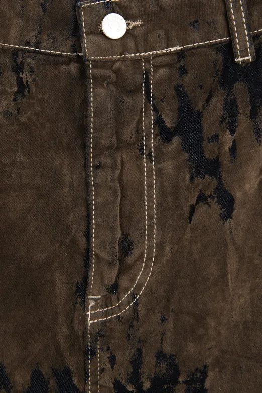 Bayan Kahverengi Flok Baskılı Midi Kalem Etek - BSL