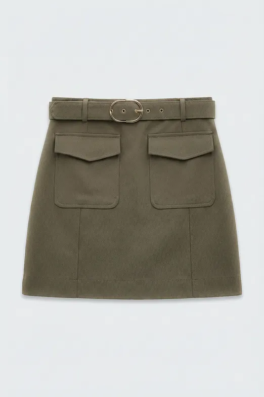 Bayan Haki Cepli Mini Etek - BSL