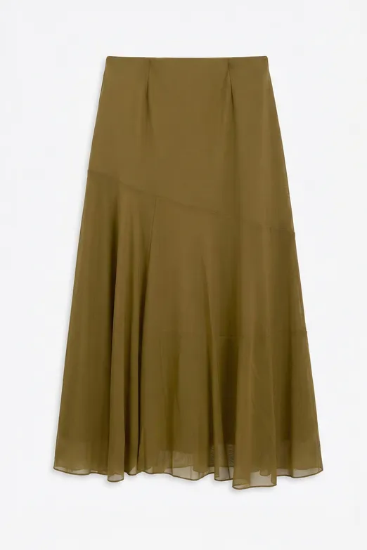 Bayan Haki Tül Volanlı Midi Etek - BSL