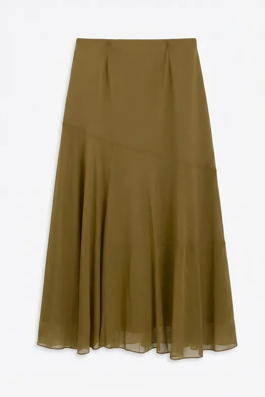 Bayan Haki Tül Volanlı Midi Etek - BSL