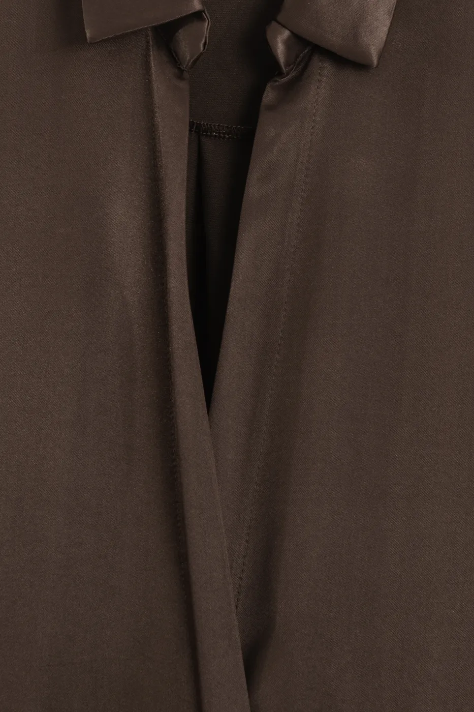 Bayan Kahverengi Gömlek Yakalı Drapeli Saten Elbise