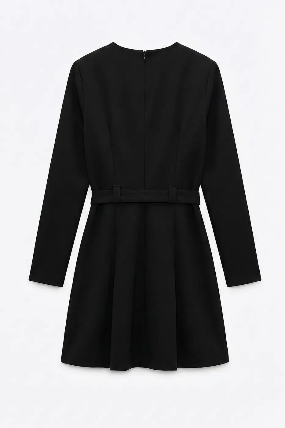 Bayan Siyah Kemer Detaylı Mini Elbise