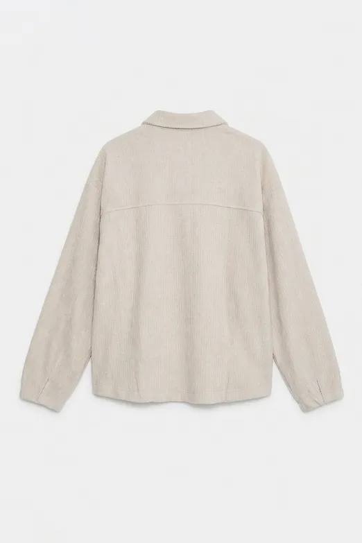 Bayan Bej Fitilli Oversize Gömlek - BSL