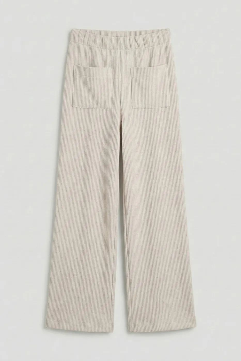 Bayan Bej Fitilli Düz Kesim Pantolon