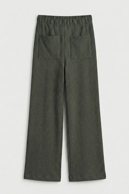 Bayan Haki Fitilli Düz Kesim Pantolon - BSL